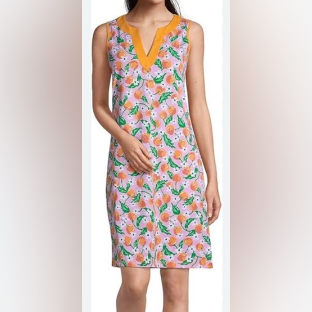 Draper James X Land’s End Women’s Peach Multi Swim Cover Dress EUC S #1993